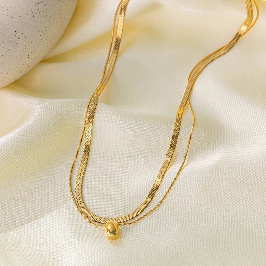 Jewelry Casual Simple Style Water Droplets 304 Stainless Steel 18K Gold Plated Polishing Plating Double Layer Necklaces