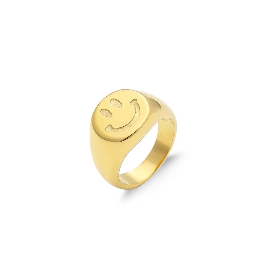 Jewelry Simple Style Solid Color 304 Stainless Steel 18K Gold Plated Plating Rings