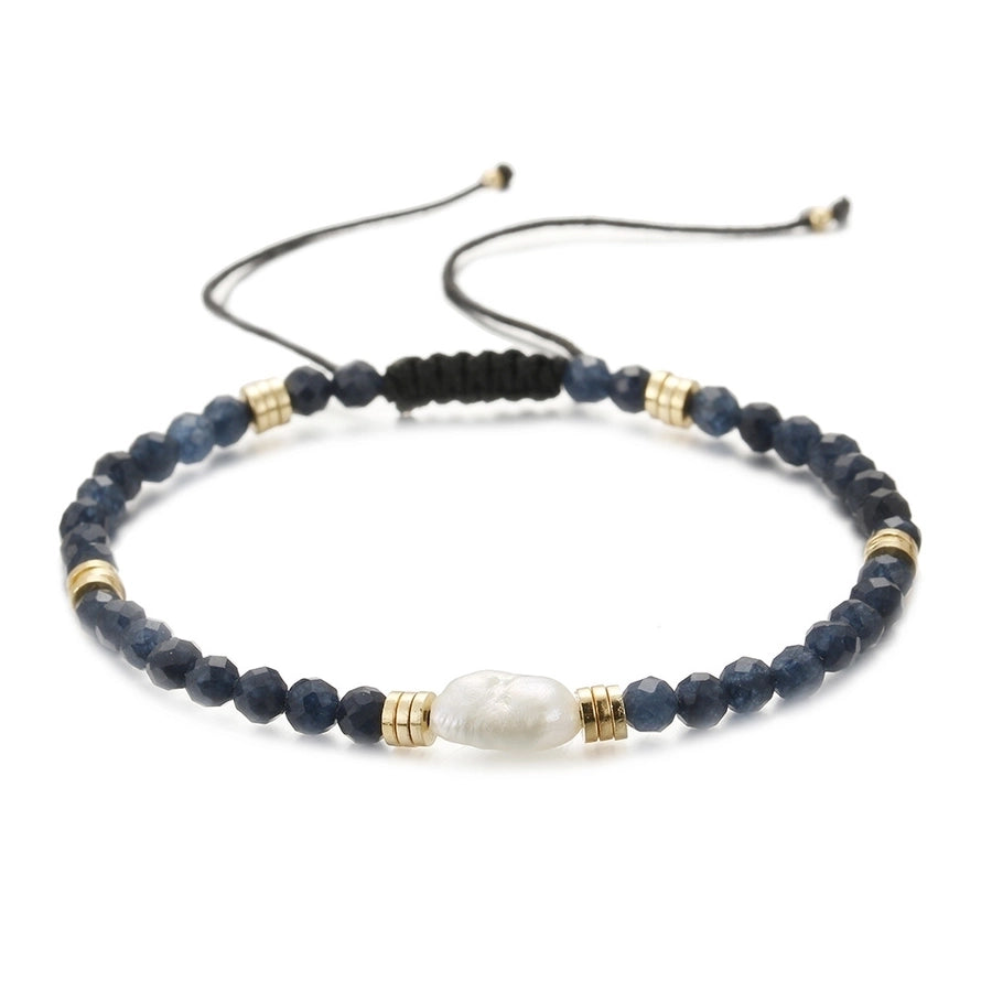 ethnic style round natural stone freshwater pearl copper plating 18k gold plated bracelets