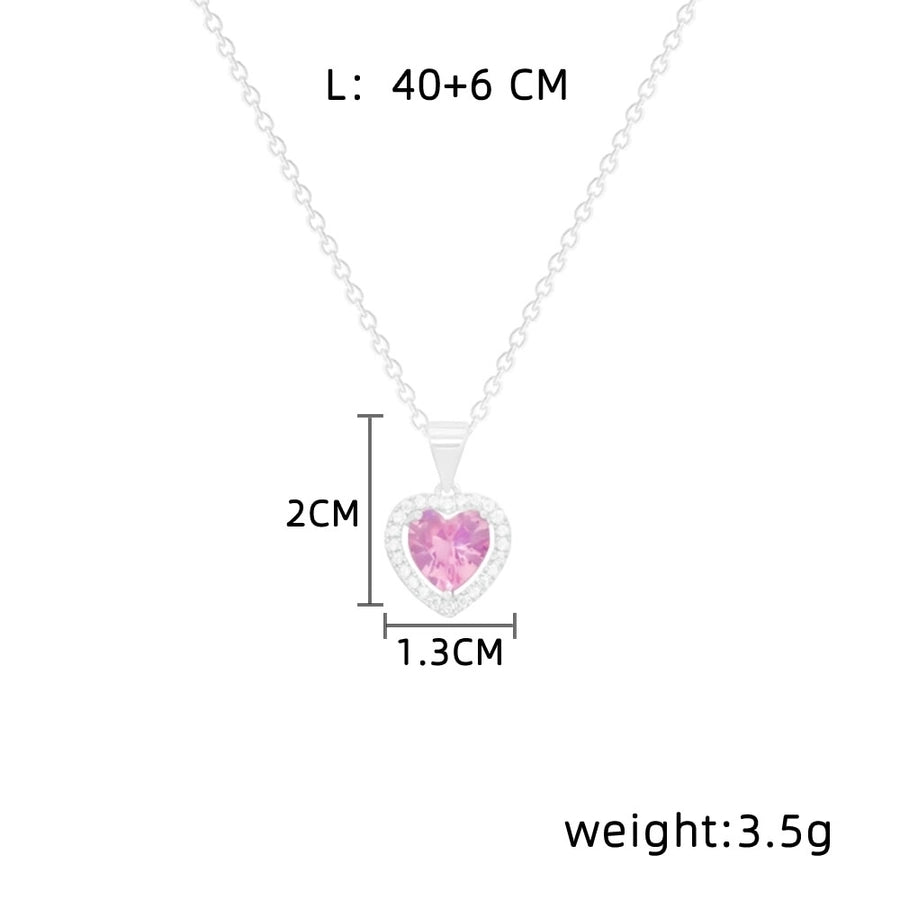 Jewelry Sweet Simple Style Commute Heart Shape 304 Stainless Steel Copper Zircon Inlay Stainless Steel Necklaces