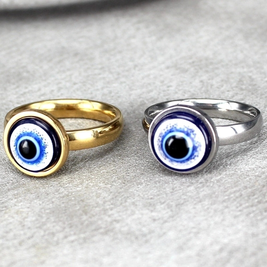 1 piece fashion devil's eye titanium steel plating rings