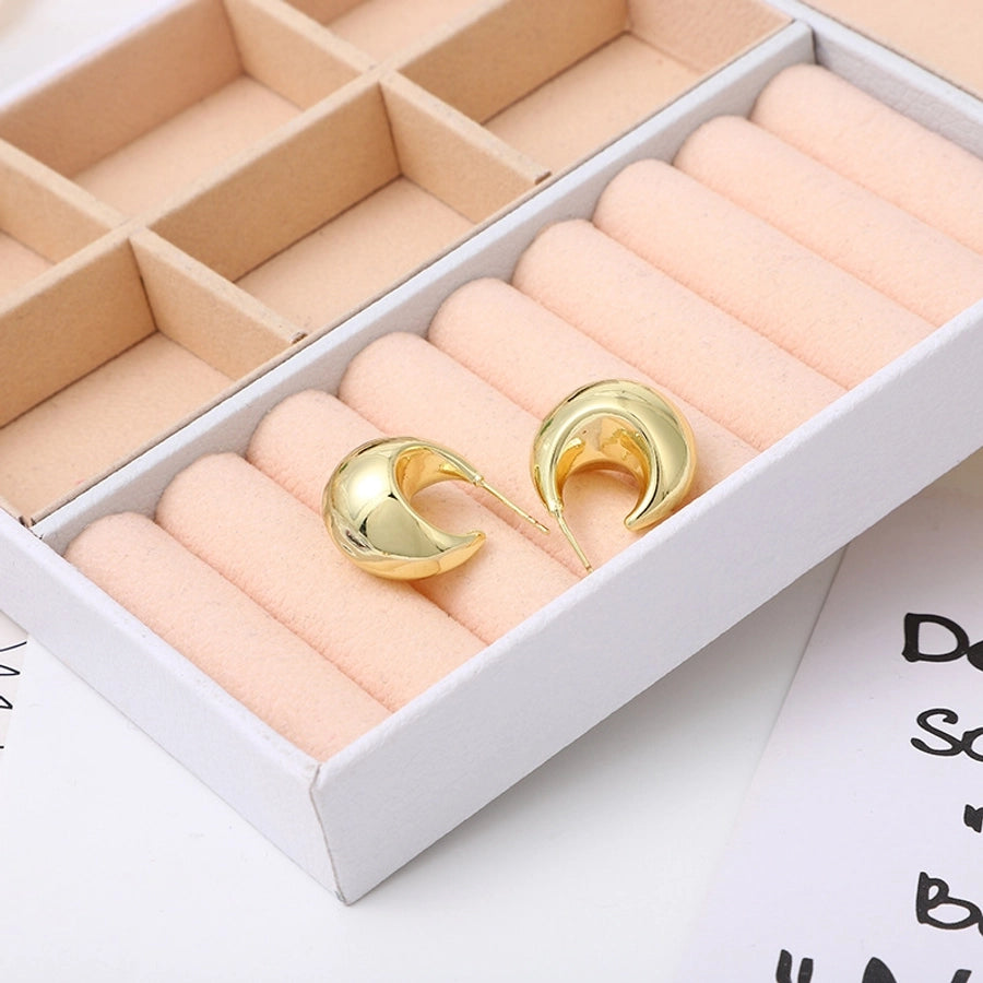 1 Pair Elegant Lady Geometric Copper 18K Gold Plated Ear Studs