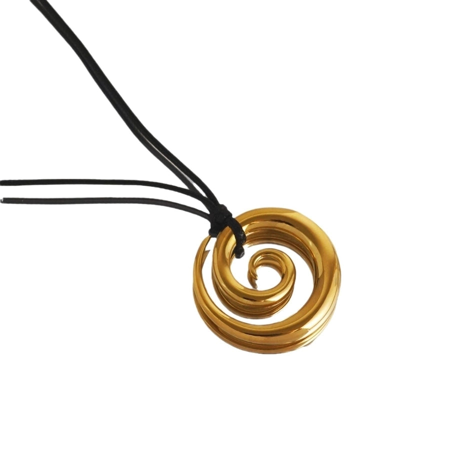 Jewelry Retro Spiral Leather rope Titanium Steel 18K Gold Plated Plating Pendant Necklace