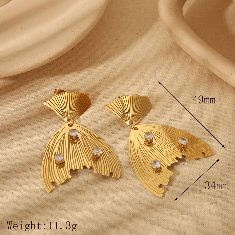 1 Pair Basic Commute Heart Shape Flower Plating 304 Stainless Steel 18K Gold Plated Drop Earrings