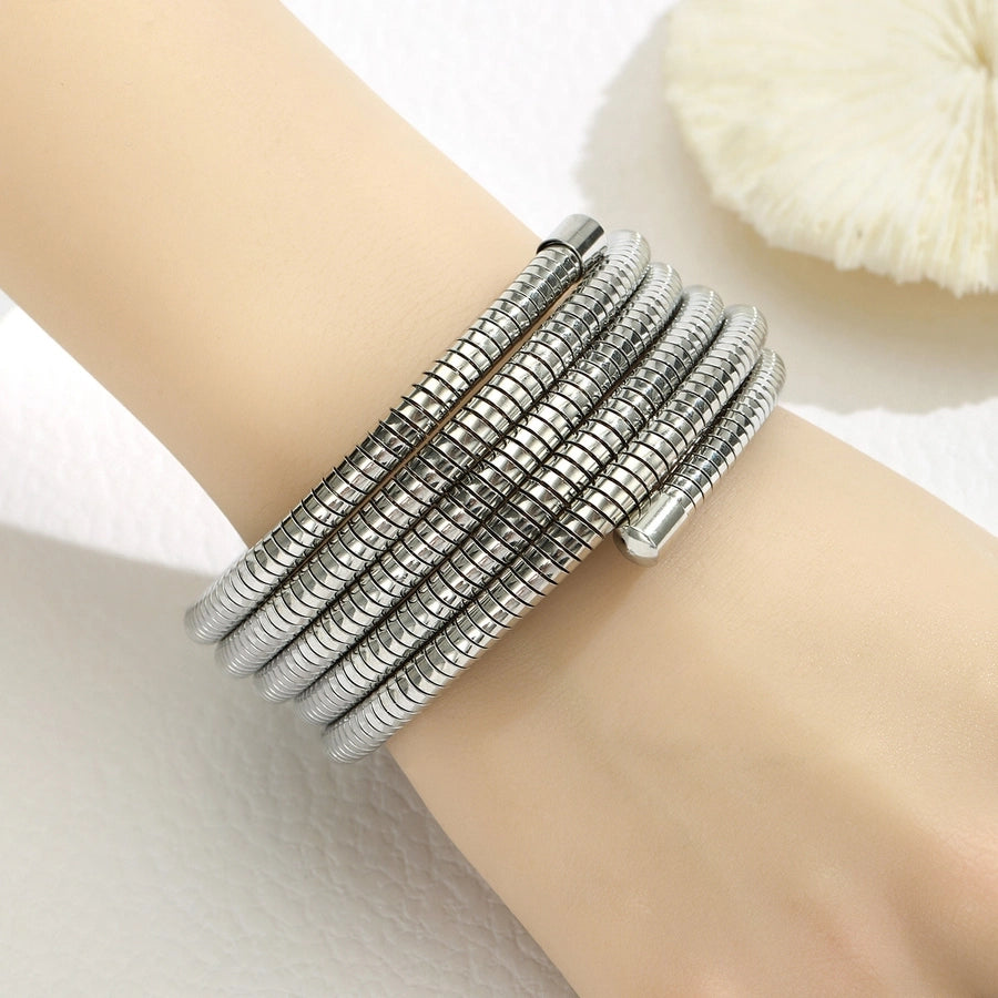 Simple Style Solid Color 304 Stainless Steel Bangle In Bulk