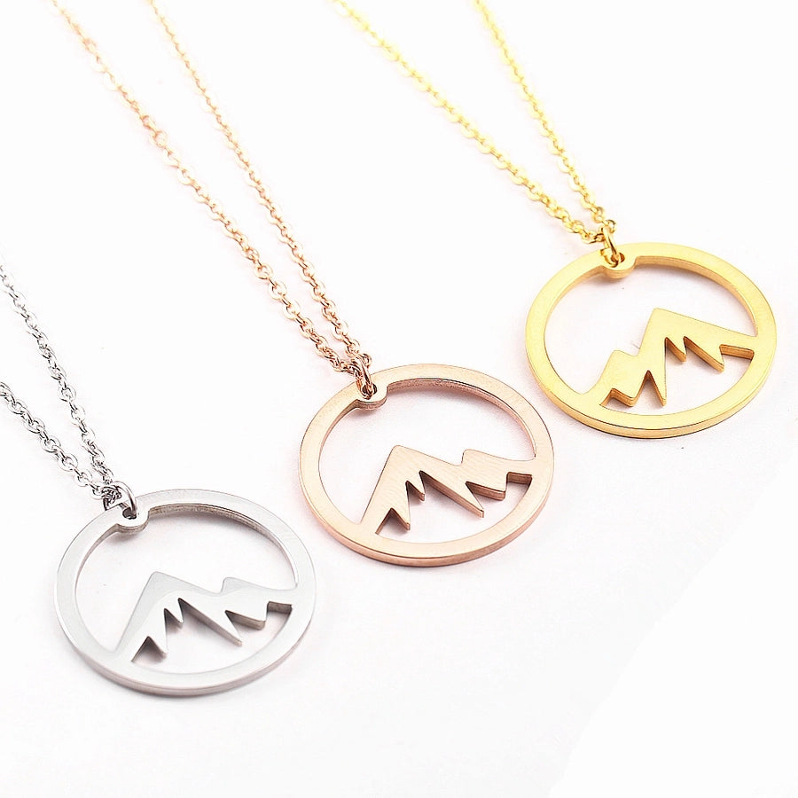 304 Stainless Steel 18K Gold Plated Simple Style Plating Geometric Mountain Pendant Necklace