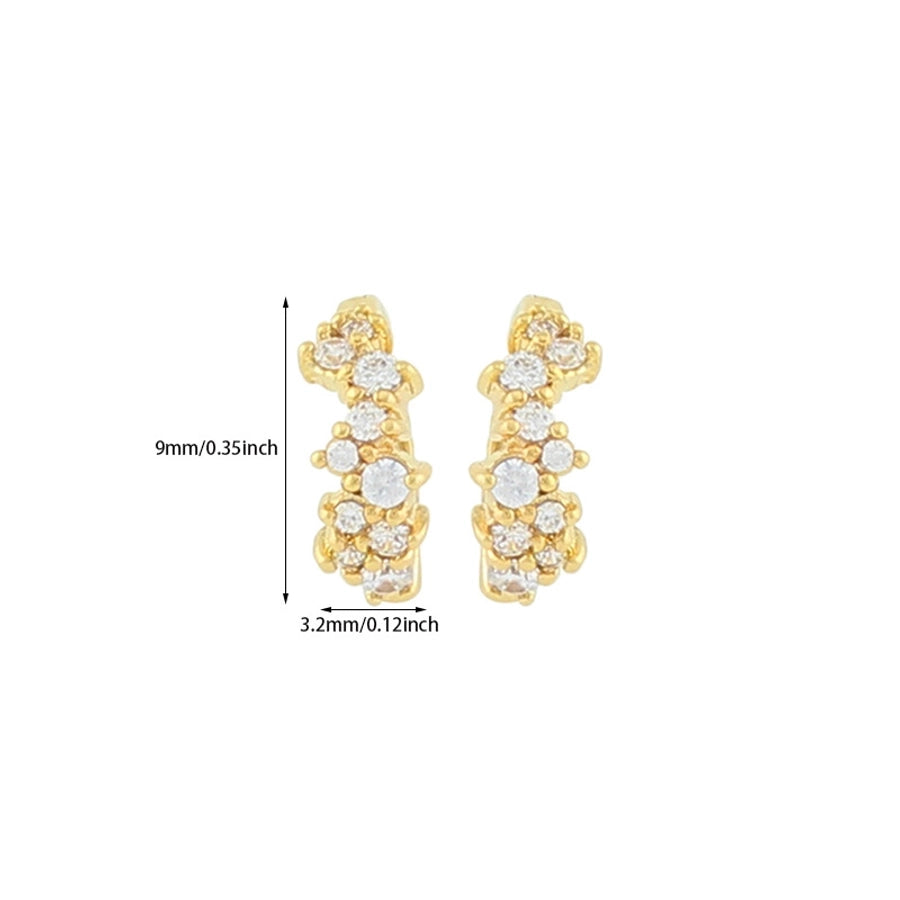 1 Pair IG Style Geometric Inlay Copper Zircon Gold Plated Ear Studs