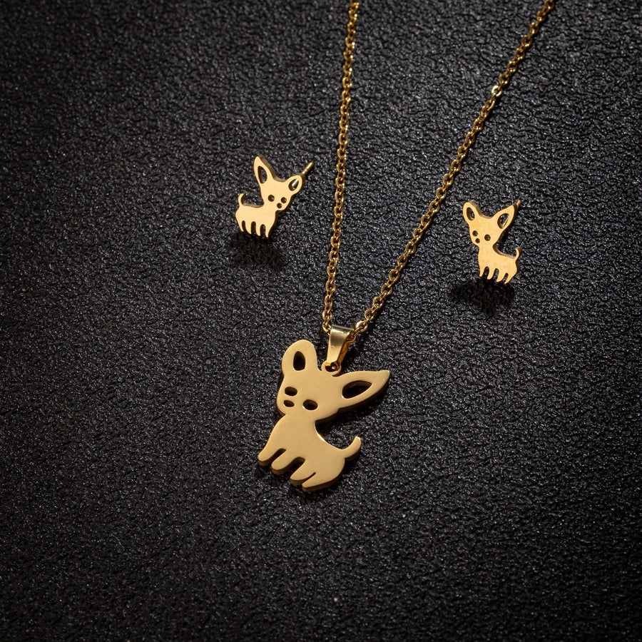 Jewelry Cute Simple Style Animal 201 Stainless Steel 18K Gold Plated Stainless Steel Jewelry Sets