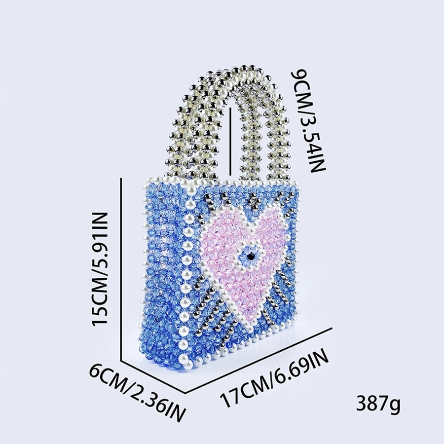 Women's Medium Arylic Heart Shape Elegant Streetwear Beading Square Open Square Bag