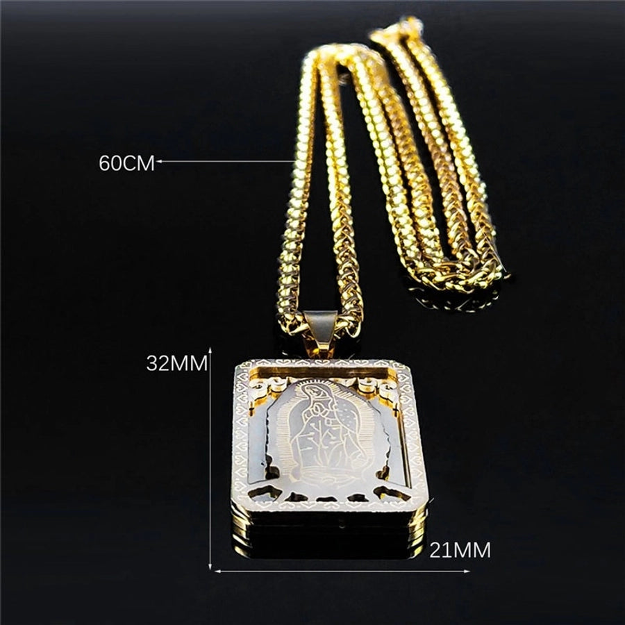 Jewelry Retro Geometric 304 Stainless Steel Polishing Pendant Necklace