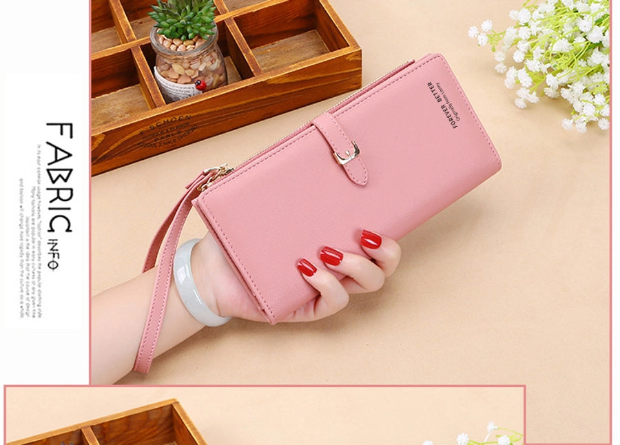 Women's Solid Color Pu Leather Buckle Wallets