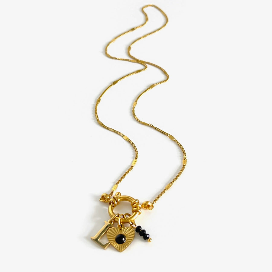 Jewelry Luxurious Simple Style Commute Letter Heart Shape 316L Stainless Steel  18K Gold Plated Pendant Necklace