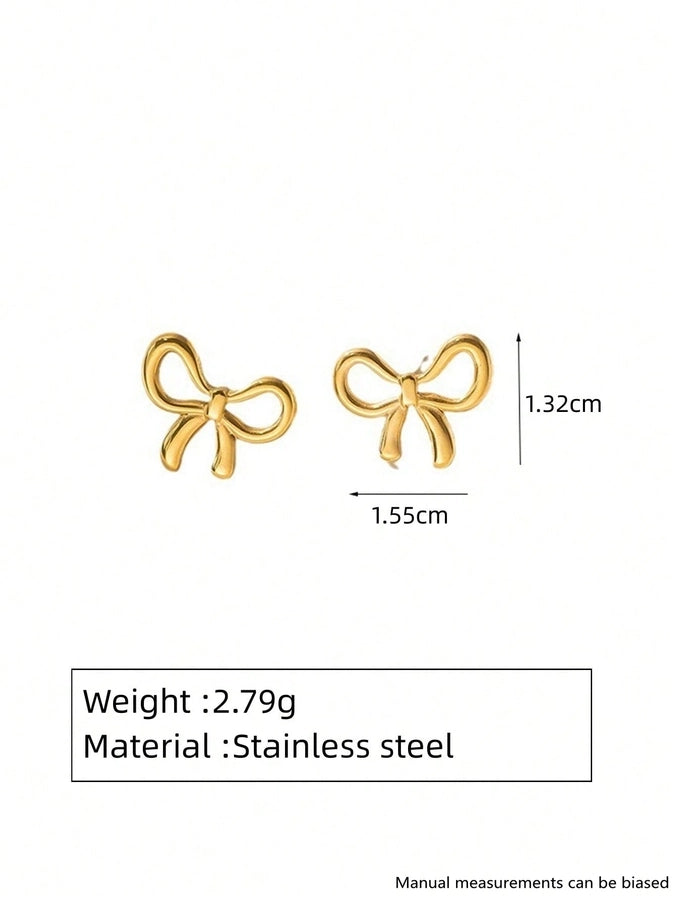 Jewelry Sweet Classic Style Streetwear Bow Knot 304 Stainless Steel 18K Gold Plated Jewelry Set