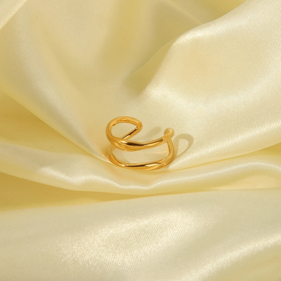 Jewelry Simple Style Irregular Solid Color Bow Knot 304 Stainless Steel 18K Gold Plated Open Rings