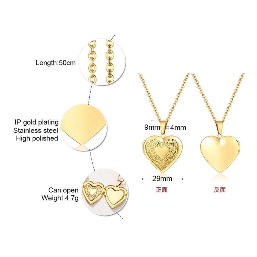 Jewelry Basic Vintage Style Romantic Heart Shape 201 Stainless Steel 18K Gold Plated