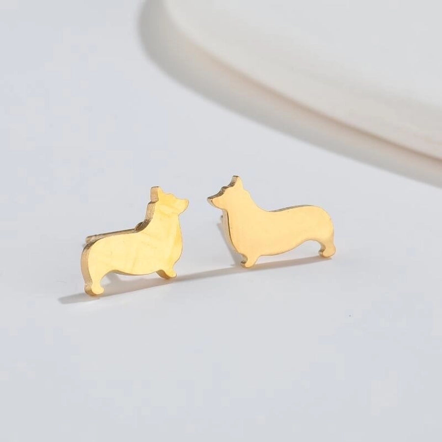 1 Pair Simple Style Dog Plating 304 Stainless Steel 18K Gold Plated Ear Studs