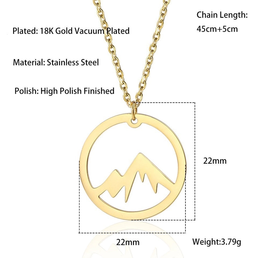 304 Stainless Steel 18K Gold Plated Simple Style Plating Geometric Mountain Pendant Necklace