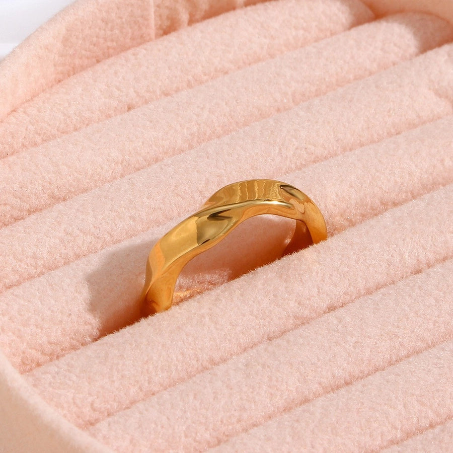 Jewelry Simple Style Solid Color 304 Stainless Steel 18K Gold Plated Plating Rings