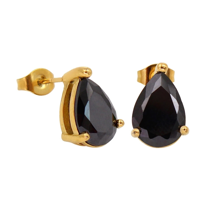 1 Pair Simple Style Classic Style Geometric Inlay 304 Stainless Steel 316 Stainless Steel  Zircon 18K Gold Plated Ear Studs - CEJEW