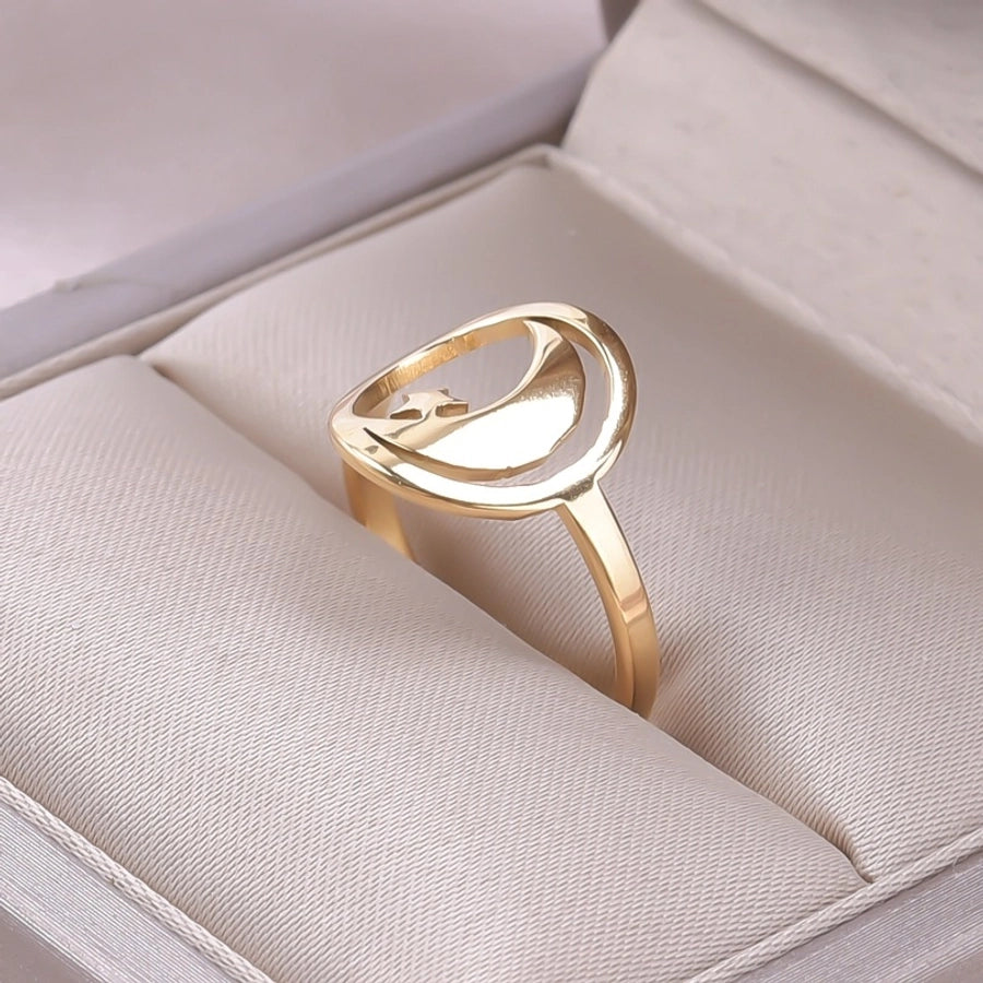 Jewelry Simple Style Solid Color 304 Stainless Steel 18K Gold Plated Plating Rings - CEJEW