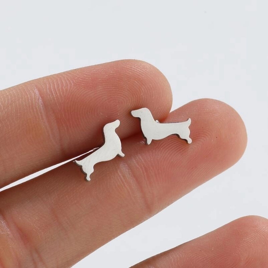 1 Pair Simple Style Dog Plating 304 Stainless Steel 18K Gold Plated Ear Studs