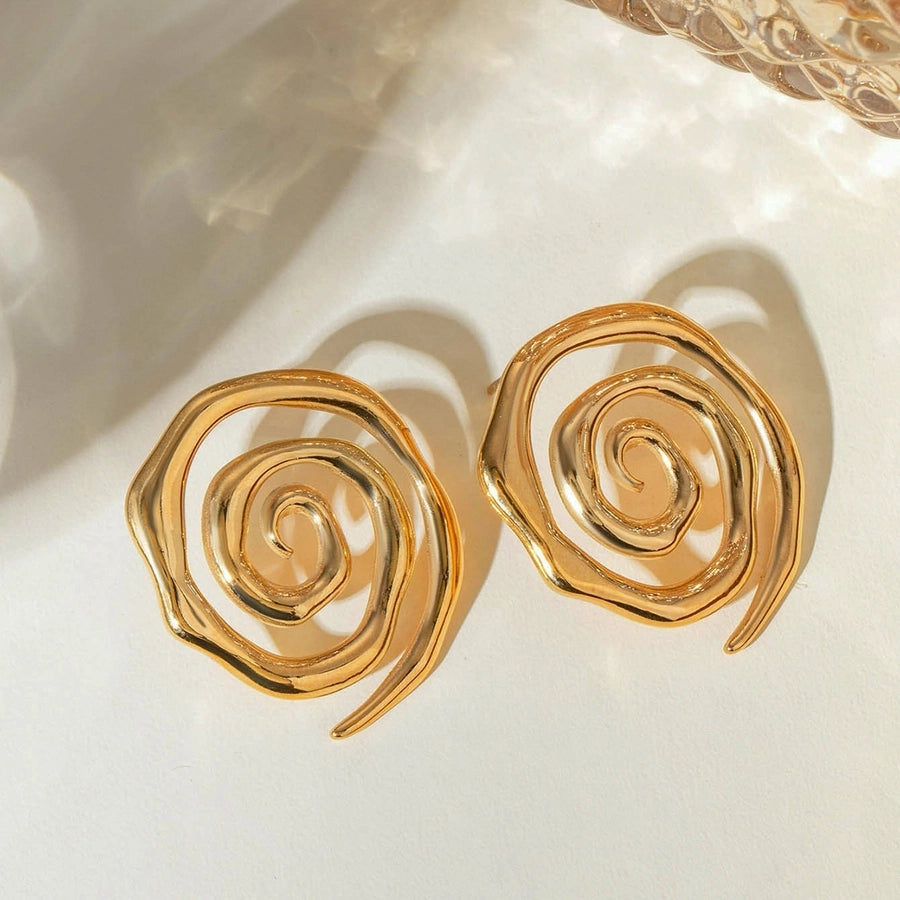 1 Pair Simple Style Classic Style Spiral Plating 304 Stainless Steel 18K Gold Plated Ear Studs