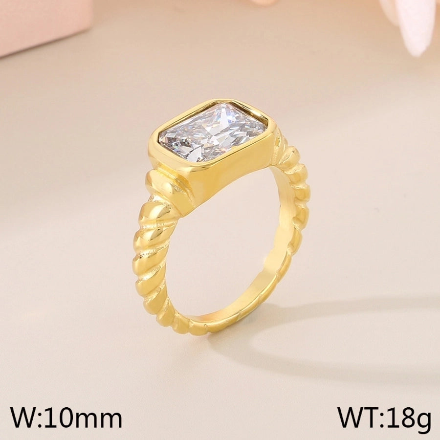 Jewelry Vintage Style Simple Style Commute Square 304 Stainless Steel 18K Gold Plated Rings