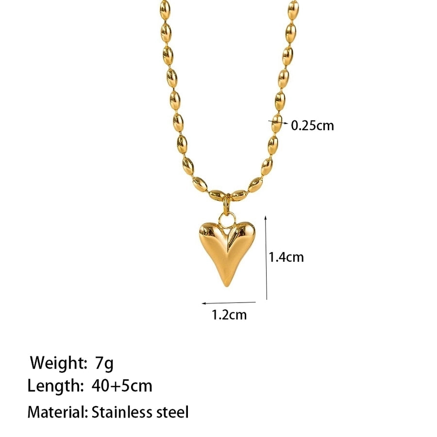 Jewelry Casual Simple Style Heart Shape 304 Stainless Steel 18K Gold Plated Polishing Plating Pendant Necklace