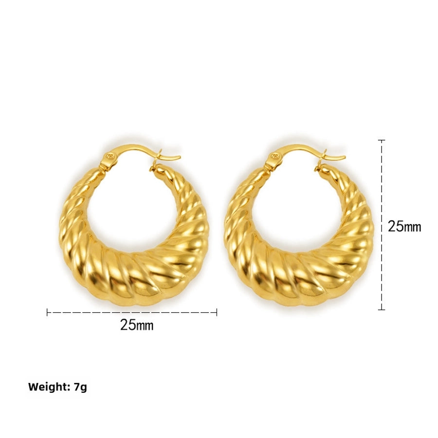 style titanium steel hollow earrings vacuum electroplating 18K real gold stainless steel Women's Light earrings simple earrings - CEJEW