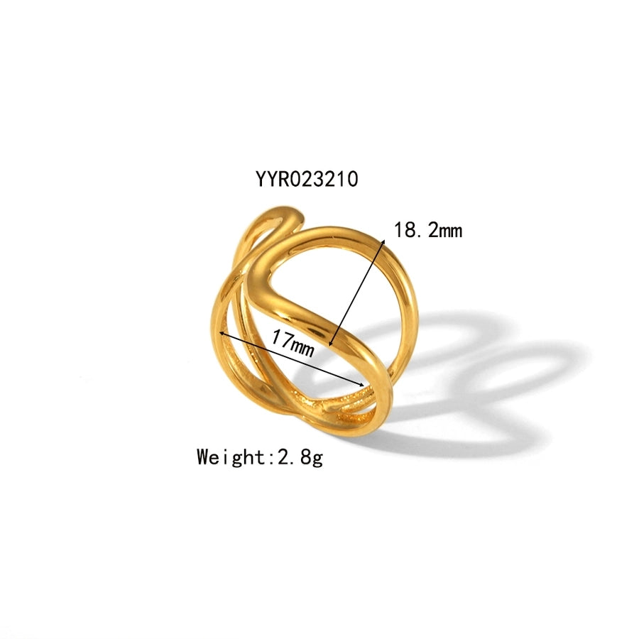 Jewelry Simple Style Irregular Solid Color Bow Knot 304 Stainless Steel 18K Gold Plated Open Rings