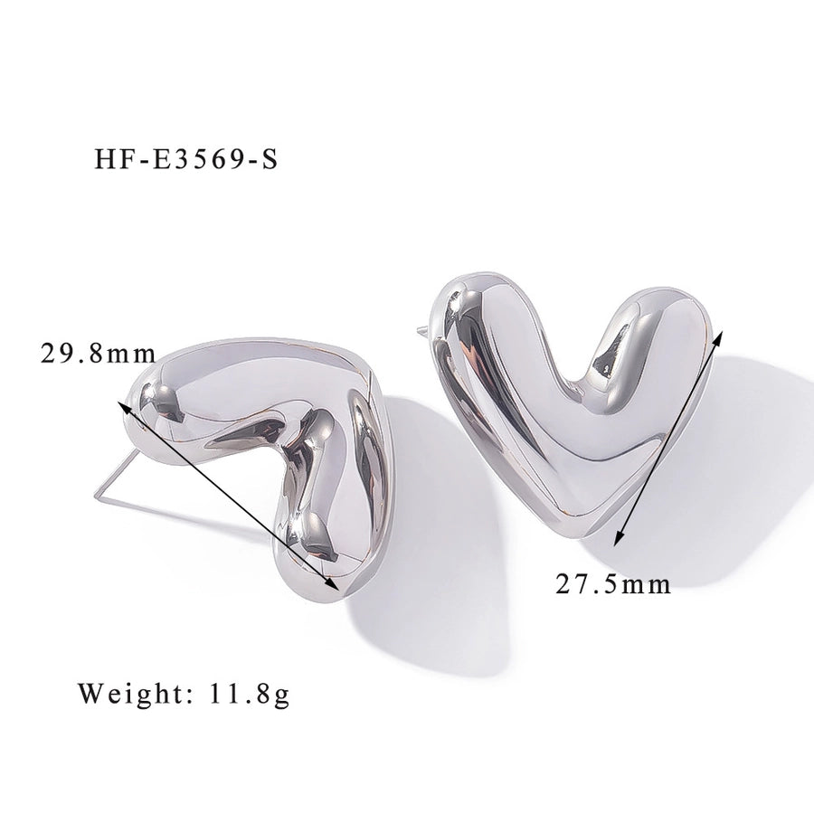 1 Pair Simple Style Classic Style U Shape Heart Shape Plating 316L Stainless Steel  Ear Studs