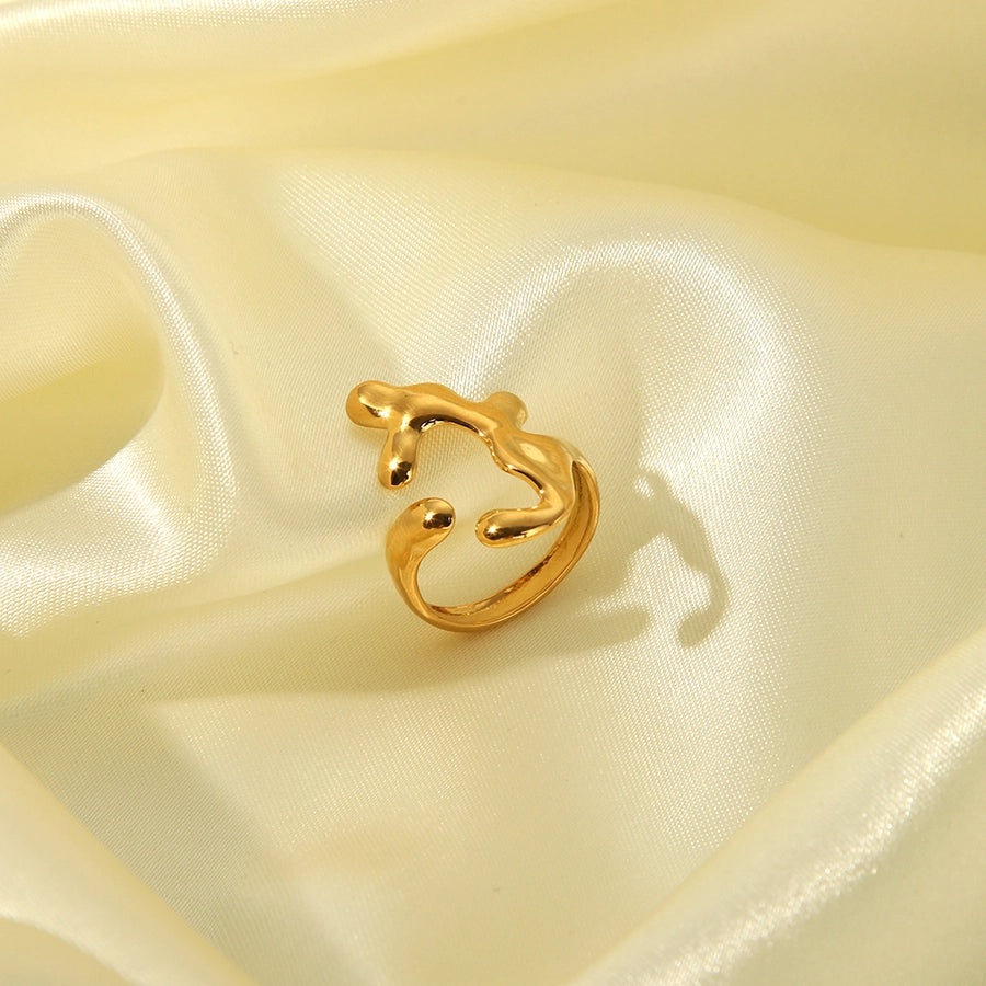 Jewelry Simple Style Irregular Solid Color Bow Knot 304 Stainless Steel 18K Gold Plated Open Rings