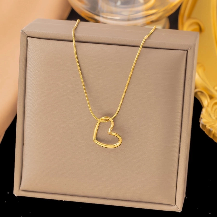 Jewelry Elegant Lady Sweet Heart Shape Rose Titanium Steel Shell Plating Earrings Necklace