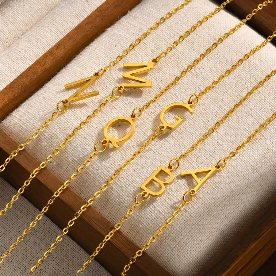 Jewelry IG Style Simple Style letter 201 Stainless Steel 18K Gold Plated Plating Pendant Necklace