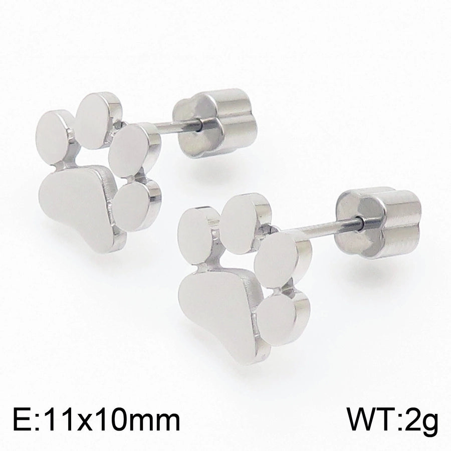 Fashion Heart Titanium Steel 18K Gold Plated Earrings Ear Studs