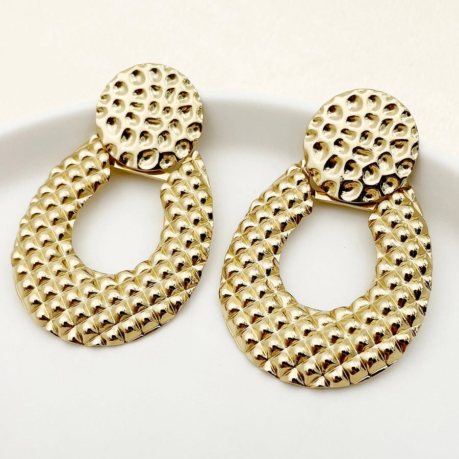 1 Pair Basic Modern Style Classic Style Round Flower Plating 304 Stainless Steel Gold Plated Drop Earrings