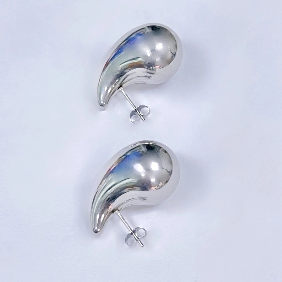 1 Pair Simple Style Water Droplets Plating 304 Stainless Steel 18K Gold Plated Stainless Steel Earrings