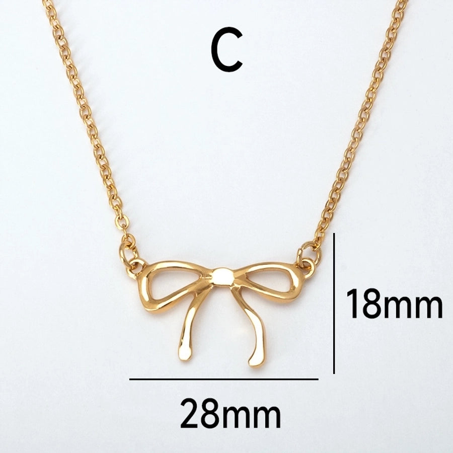 Jewelry Casual Simple Style Streetwear Bow Knot 304 Stainless Steel Pendant Necklace