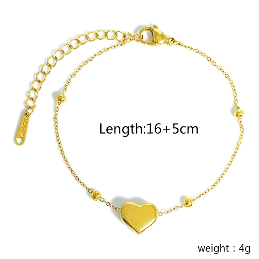 French Style Simple Style Streetwear Heart Shape 304 Stainless Steel Bracelets In Bulk