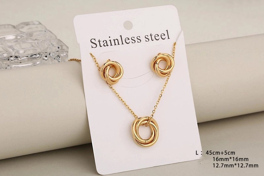 Jewelry Casual Vacation Classic Style Circle 304 Stainless Steel 18K Gold Plated Jewelry Set