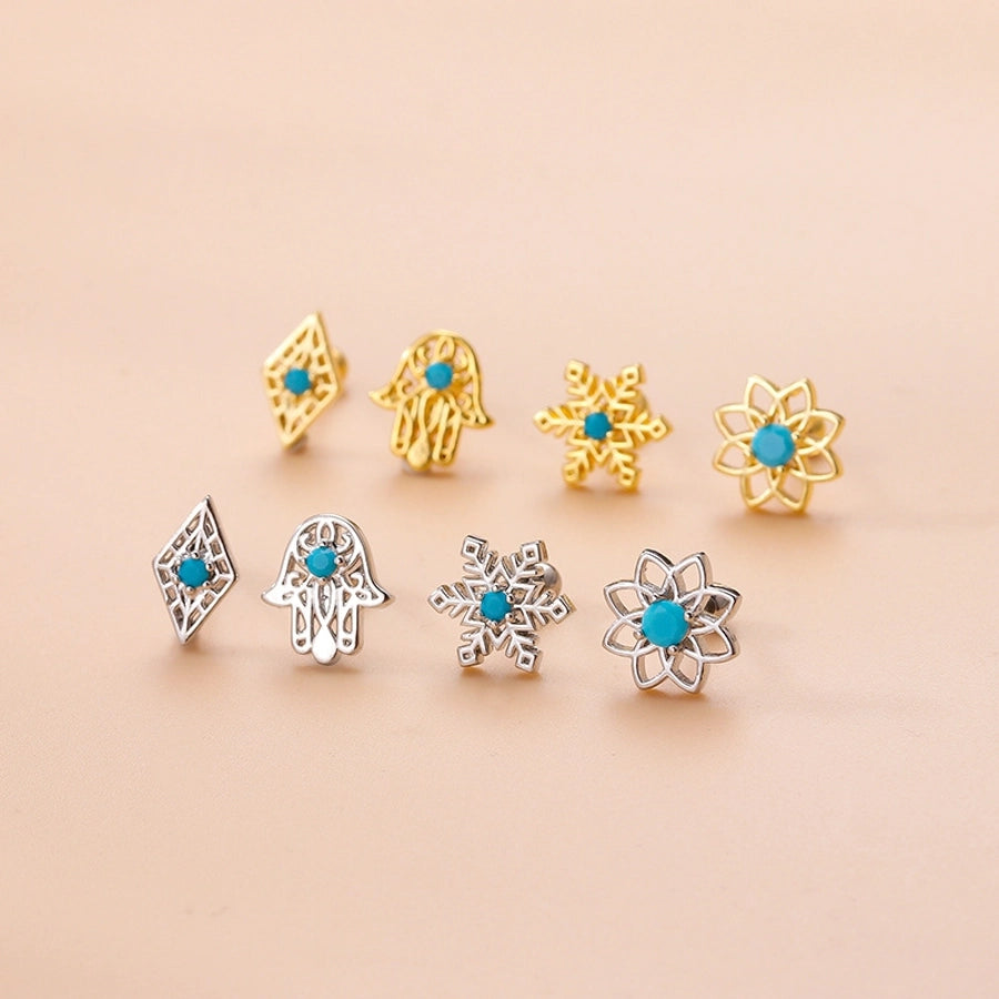 1 Piece Ear Cartilage Rings & Studs Retro Flower 316L Stainless Steel  Copper Plating Inlay Zircon