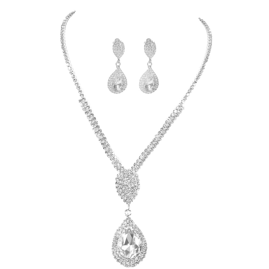 Rhinestone Copper Water Droplets Jewelry Set - CEJEW