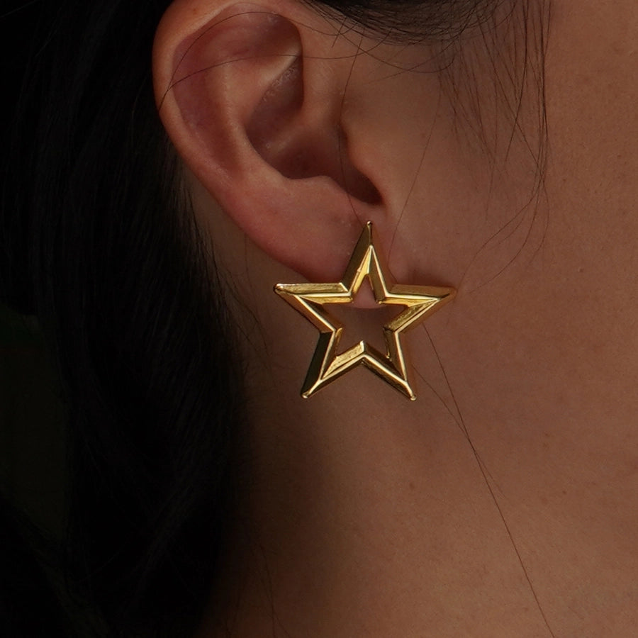 1 Pair Elegant Simple Style Classic Style Star 304 Stainless Steel Imitation Gold  Ear Studs