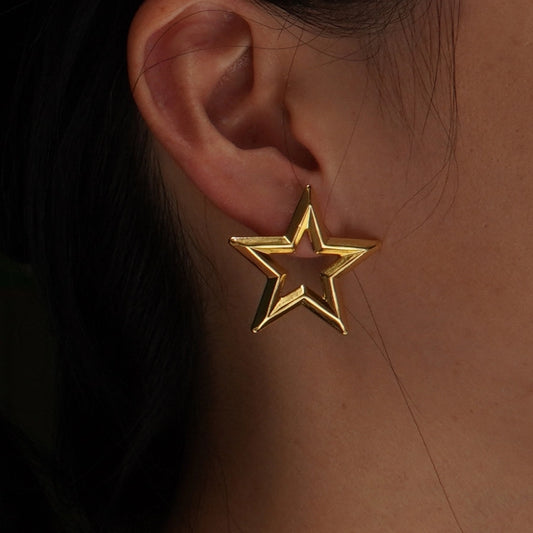 1 Pair Elegant Simple Style Classic Style Star 304 Stainless Steel Imitation Gold  Ear Studs