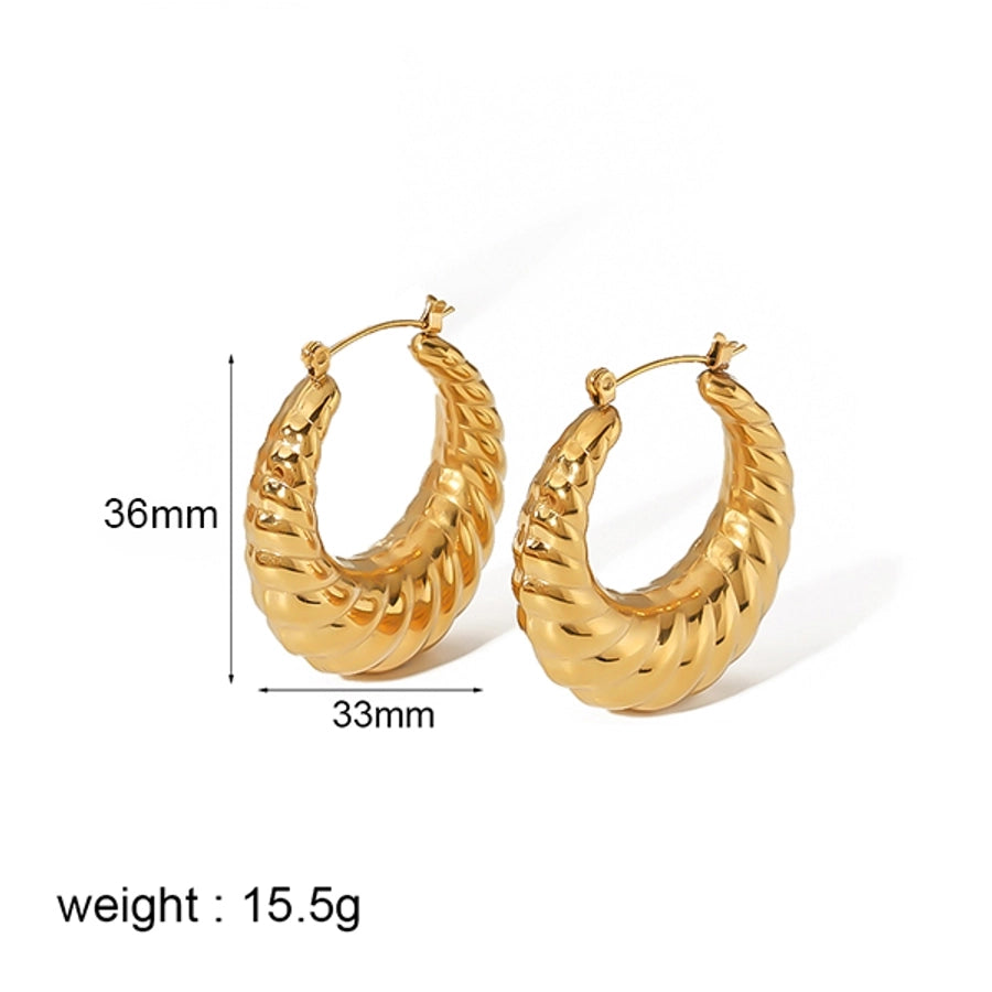 1 Pair Simple Style Classic Style Circle Twist Plating 304 Stainless Steel Hoop Earrings - CEJEW