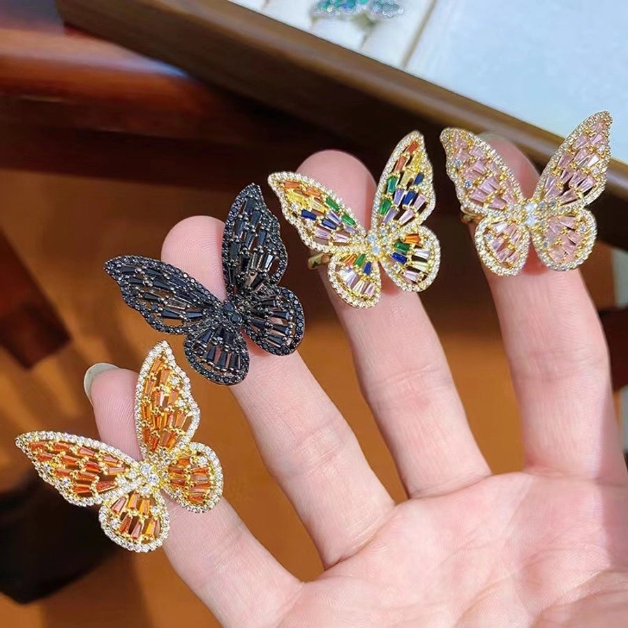 Copper Plating Butterfly Open Rings