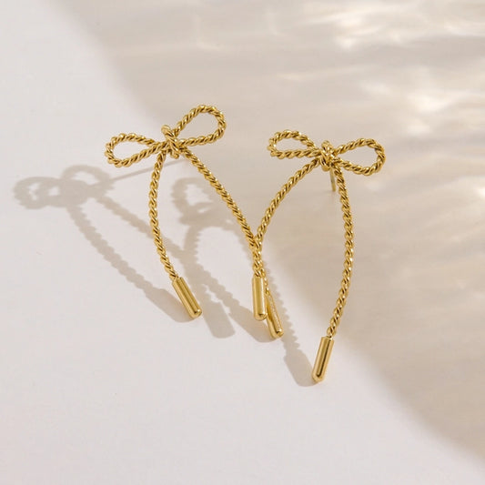 1 Pair IG Style Elegant Simple Style Bow Knot Plating 304 Stainless Steel 14K Gold Plated Ear Studs