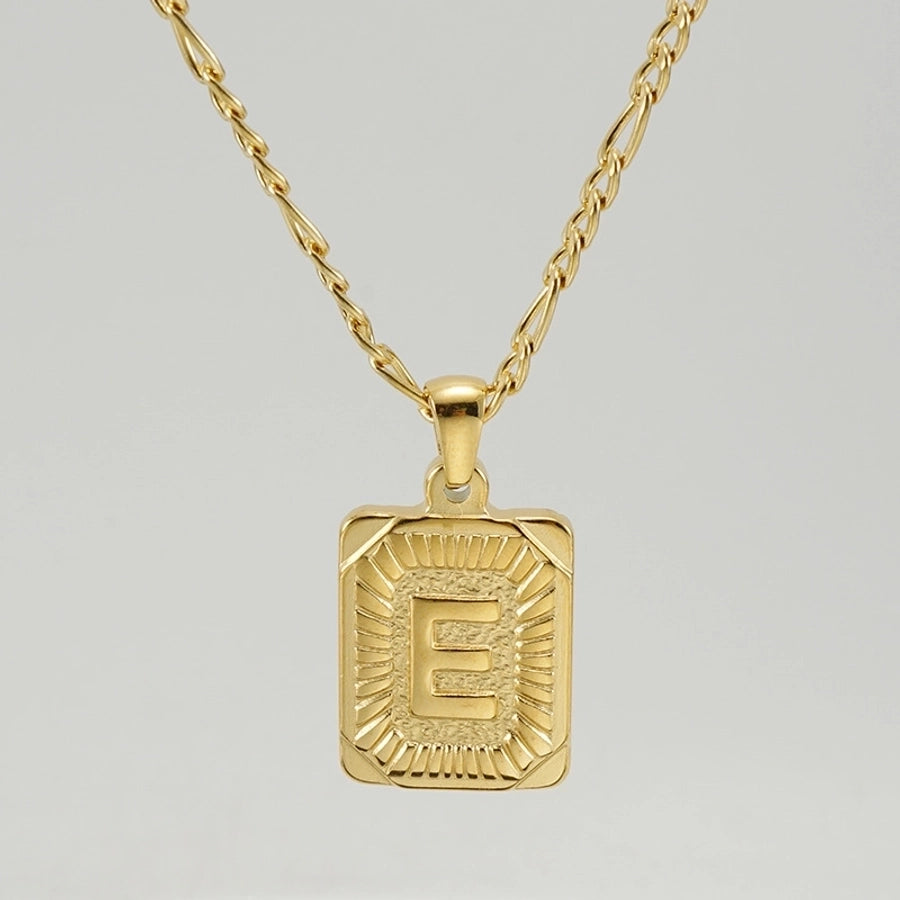 Jewelry Fashion Letter Rectangle 304 Stainless Steel Titanium Steel 18K Gold Plated Gold Plated Pendant Necklace