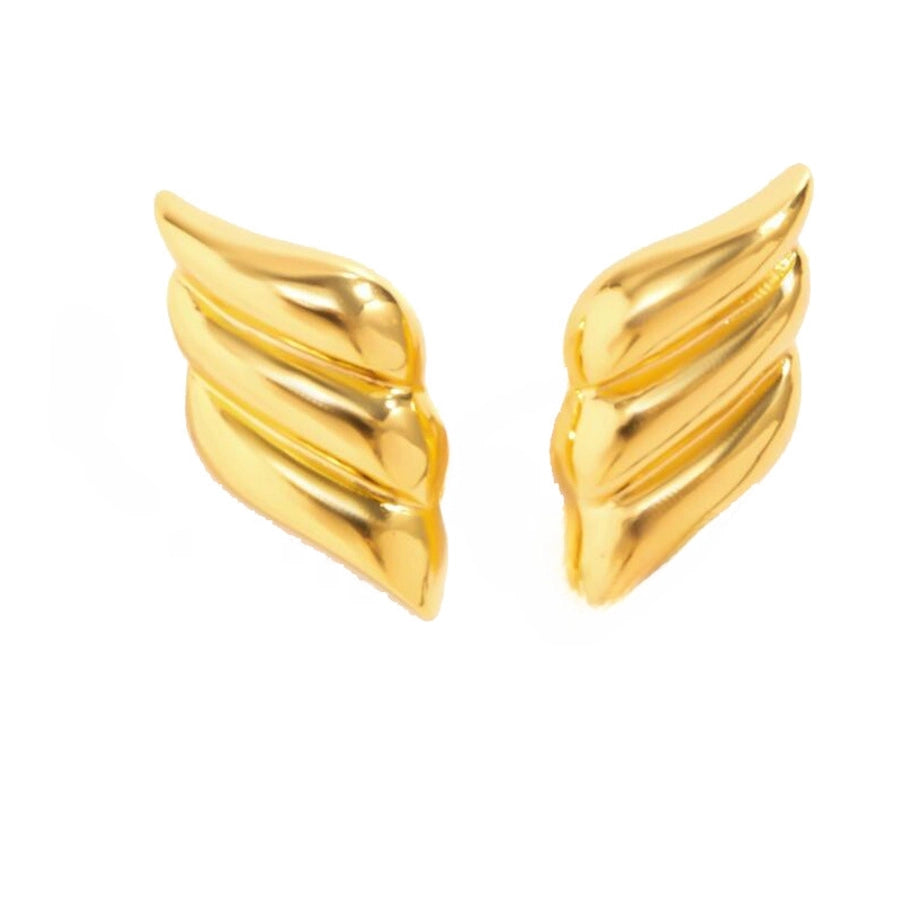 Europe and the United States  hot geometric three-layer wings earrings brass earrings plated 18K gold niche fashion earrings - CEJEW