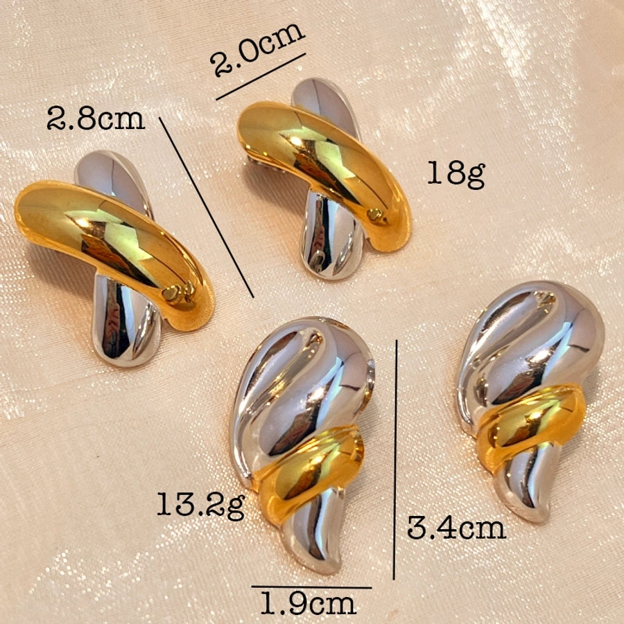 1 Pair Elegant Luxurious Geometric Plating 304 Stainless Steel 18K Gold Plated Ear Studs